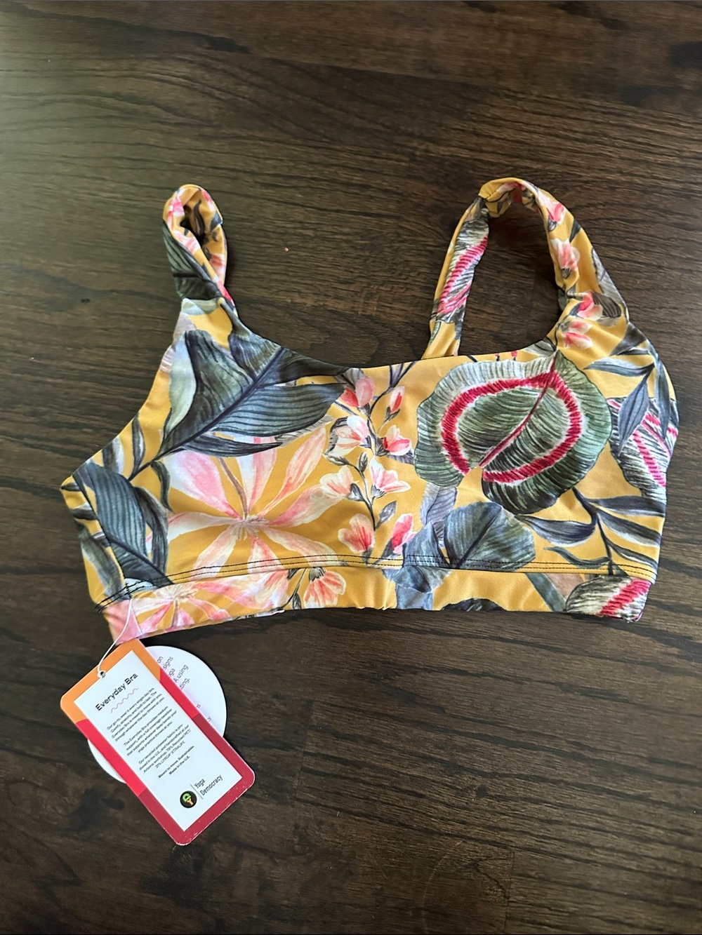 Floral Yellow Scoop Sports Bra